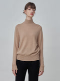 Simple High Neck Sweater_Camel