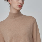 Simple High Neck Sweater_Camel