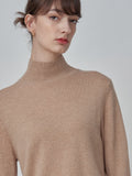 Simple High Neck Sweater_Camel