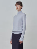 Simple High Neck Sweater_Baby Blue