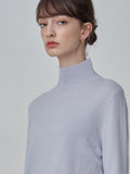 Simple High Neck Sweater_Baby Blue