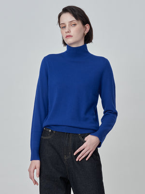 Simple High Neck Sweater_Royal Blue