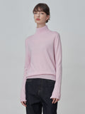 Simple High Neck Sweater_Pink Blush