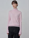Simple High Neck Sweater_Pink Blush
