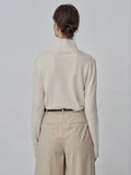 Simple High Neck Sweater_Vintage White