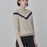 V Line High Neck Sweater_Oatmeal