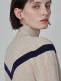 V Line High Neck Sweater_Oatmeal