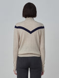 V Line High Neck Sweater_Oatmeal