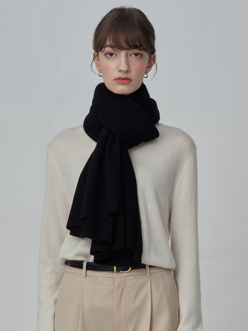 Oversized Scarf_Black Pure Cashmere NYC