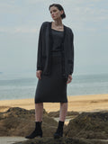 Button Long Cardigan_Graphite