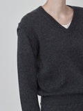 [Cafe Leandra] Detachable Sleeve Top_Graphite