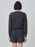 [Cafe Leandra] Detachable Sleeve Top_Graphite