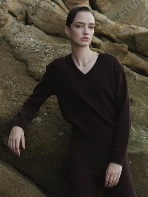 [Cafe Leandra] Detachable Sleeve Top_Brown