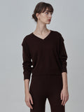[Cafe Leandra] Detachable Sleeve Top_Brown