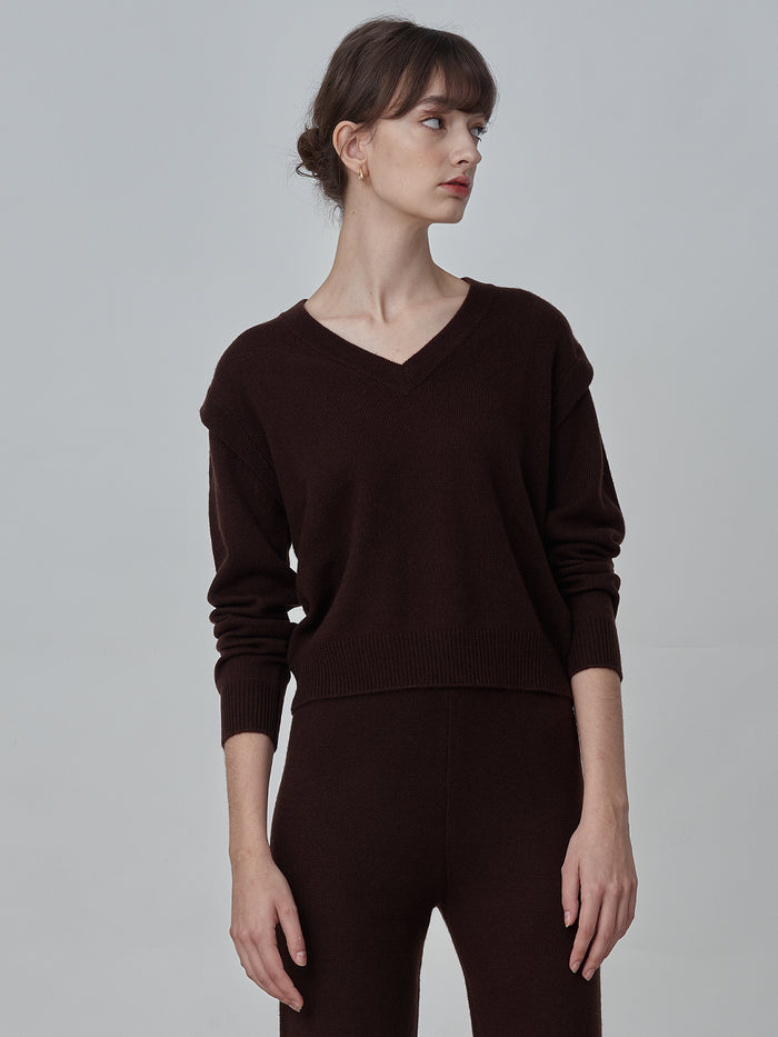 [Cafe Leandra] Detachable Sleeve Top_Brown