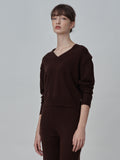 [Cafe Leandra] Detachable Sleeve Top_Brown