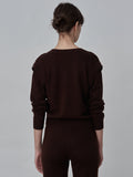 [Cafe Leandra] Detachable Sleeve Top_Brown