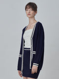 Button Long Cardigan_Navy