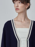 Button Long Cardigan_Navy