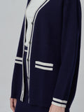 Button Long Cardigan_Navy