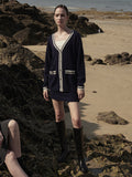 Button Long Cardigan_Navy