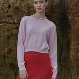 Crop Long Sleeve Sweater_Pink