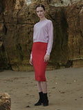 Straight Midi Skirt_Red