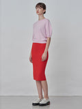 Straight Midi Skirt_Red