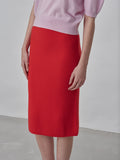 Straight Midi Skirt_Red