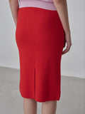 Straight Midi Skirt_Red