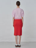 Straight Midi Skirt_Red