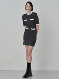 Color Block Shortsleeve Dress_Graphite