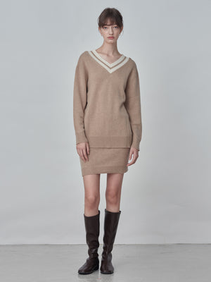 Cashmere Mini Skirt_Camel