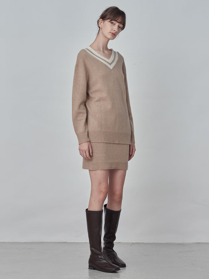 Cashmere Mini Skirt_Camel