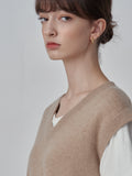 [Cafe Leandra] Detachable Sleeve Top_Camel