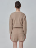 [Cafe Leandra] Detachable Sleeve Top_Camel