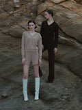 [Cafe Leandra] Detachable Sleeve Top_Camel