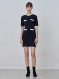 Color Block Shortsleeve Dress_Dark Navy