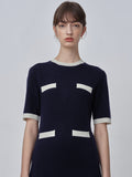 Color Block Shortsleeve Dress_Dark Navy