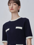 Color Block Shortsleeve Dress_Dark Navy