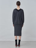 Straight Midi Skirt_Graphite