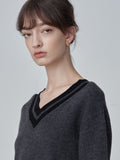 Double V Neck Sweater_Graphite