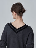 Double V Neck Sweater_Graphite