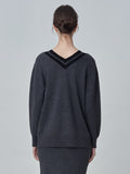 Double V Neck Sweater_Graphite