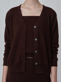 Sleeveless Top & Cardigan Set_Brown