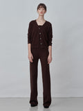 Sleeveless Top & Cardigan Set_Brown