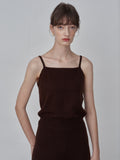 Sleeveless Top & Cardigan Set_Brown