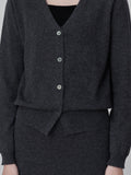 Classic V Neck Cardigan_Graphite