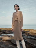 Classic V Neck Cardigan_Camel