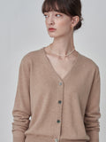Classic V Neck Cardigan_Camel